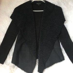 Suede and Sherpa cardigan
